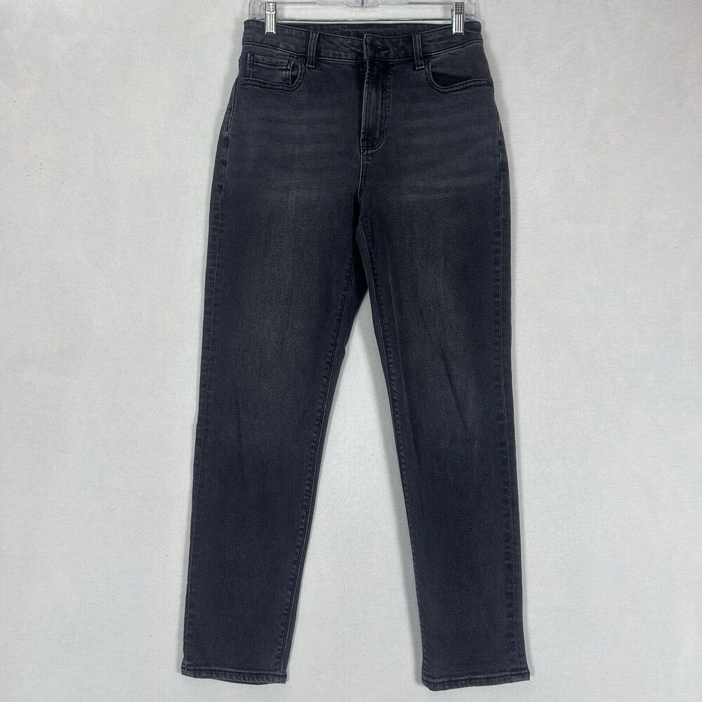 American Eagle High Waist Mom Jeans Size 2 Regular Black Denim Dark Wash AEO